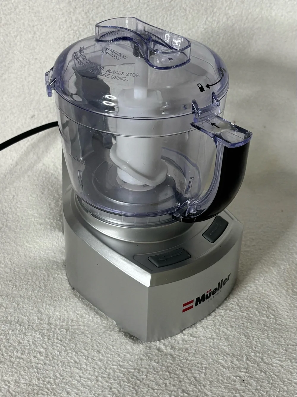 Mueller Compact Food Processor in Silver with Clear Bowl